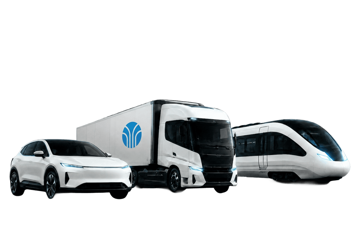 Electric car, freight truck and passenger train